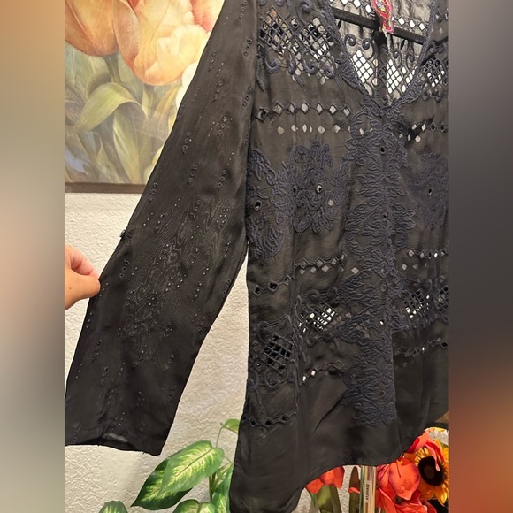 Johnny Was black longsleeve blouse size XS - Picture 2 of 10